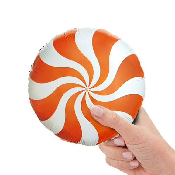 9 inch Peppermint Candy - Orange (Air-Fill Only) Foil Mylar Balloon - Party Supplies Decorations