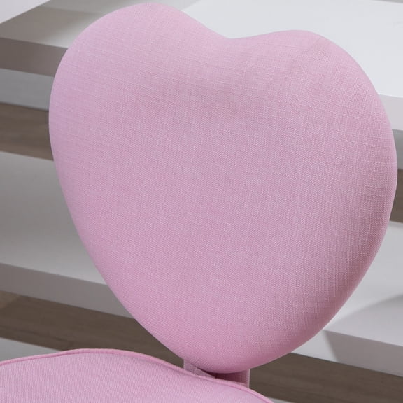 Office Chairs HOMCOM Heart Love Shaped Back Design Office Chair with Adjustable Height and 360 Swivel Castor Wheels, Pink,Mesh Office Chairs