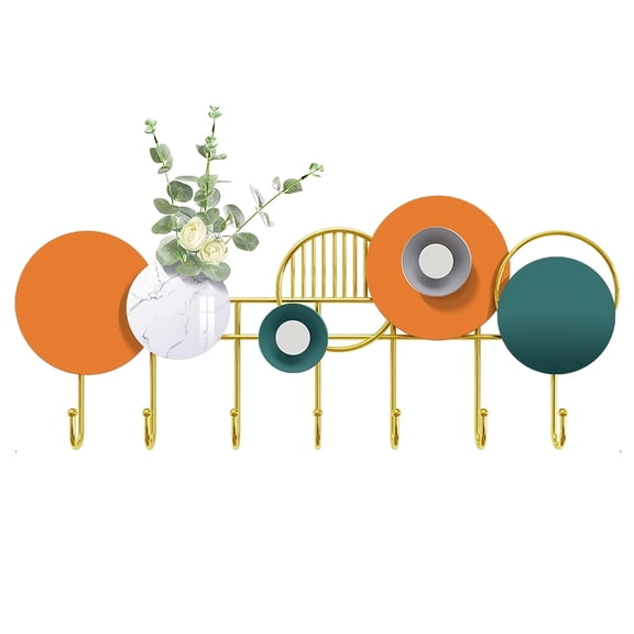 Modern Geometric Wall-Mounted Coat Rack with Metal Hooks – Stylish Decorative Storage Organizer for Entryway, Living Room, or Office – Polished Finish, Handmade Design, Circular & Semi-Circular