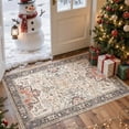 thumbnail image 5 of Toyoso 2x3 Washable Vintage Floral Area Rug - Distressed Small Entryway Rug Doormat Bohemian Faux Wool Non-Slip Low-Pile Floor Carpet for Indoor Front Entrance Kitchen Bathroom-Multi, 5 of 9