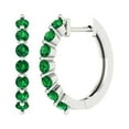 thumbnail image 2 of 0.7Ct Brilliant Round Cut Hoop Emerald 18K White Solid Solid Gold Everyday Dainty Earrings Lever Back, 2 of 7