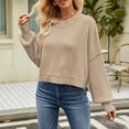 thumbnail image 4 of Sanbonepd Womens Sweaters Fall Winter Loose Cropped Pullover Cotton Fashion Crewneck Sweater, 4 of 5