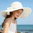 thumbnail image 7 of Jane Wardrobe Frayed Edge Lace Bow Straw Beach Hat for Women, Wide Brim UV Protection, Summer Vacation Sun Hat, 1 Piece, One Size, 7 of 7