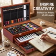 thumbnail image 4 of Color More Art Supplies, 175-Pack Deluxe Art Set Drawing Painting Kit with 2 Drawing Pads, Acrylic Paints, Colored Pencils, Crayons, Art Kit in Wooden Case, Gift for Artist, Adults, Teens and Kids, 4 of 8