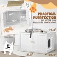 thumbnail image 2 of CAPHAUS Cat Litter Box Furniture with Divider, Hidden Cat Washroom Enclosure, Wooden Indoor Cat House with Double Doors, Metal Frame Enclosed Cat Boxes, Cabinet for Large Cats, Odor Contained, White, 2 of 9