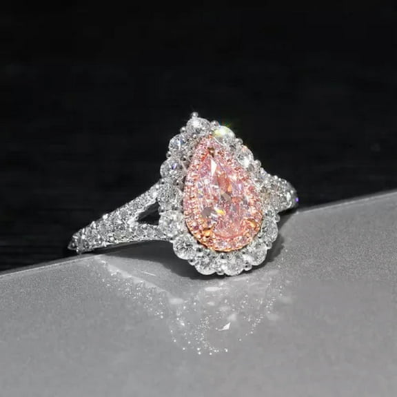 GKNET Natural Pink Zircon 925 Sterling Silver Rings Womens Wedding Engagement Ring-10