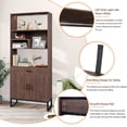 thumbnail image 3 of EUROCO 3-Tier Bookshelf with  LED Strip Lights, 75.9" Tall   Open   Bookshelf with 2 Doors &  Drawer, Wooden  Freestanding Bookcase Display Bookshelf Organizer for Bedroom, Living Room, Home Office, 3 of 8