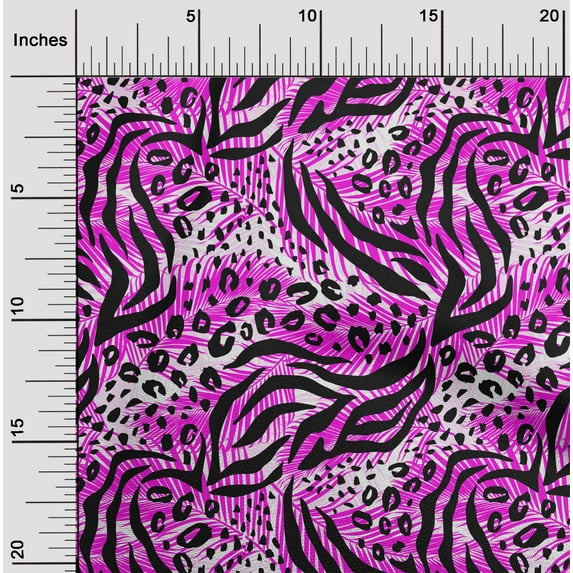 oneOone Cotton Cambric Fuschia Pink Fabric Animal Skin Sewing Material Print Fabric By The Yard 42 Inch Wide-KJN