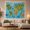 Sunny World Map, variant on Illustrated World Soft with Scattered Upper Portion, Adventurous Vintage for Nautical Decor Lovers, Wall Decor, Housewarming Gift, Tapestry Wall Hanging for Dorm and Living Room