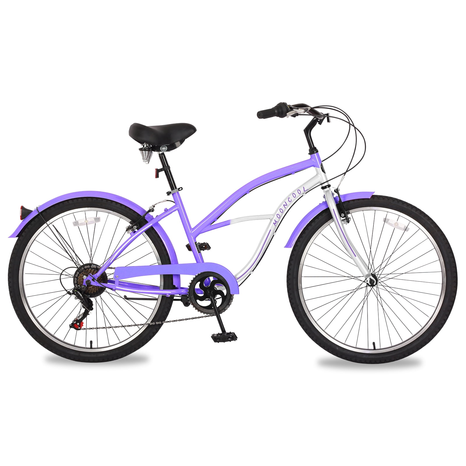 FICISOG Adult Cruiser Bike Women's Beach Cruiser Bicycle, 7Speed, 26