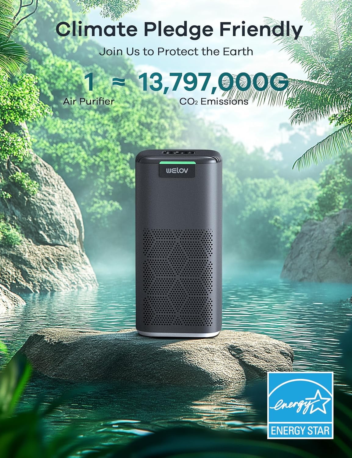 WELOV Matter Air Purifier for Large Room up to 1570 Sq.ft, Smart Air Cleaner, True HEPA Filter Air Purifiers for Allergies and Asthma Remove 99.97% Pet Hair, Allergies, Smokers, Odors, Dust, Pollen