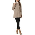 thumbnail image 2 of Unique Bargains Women's Peter Pan Collar Double Breasted Winter Trench Coat XS Dark Beige, 2 of 6