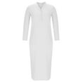 thumbnail image 2 of Fesfesfes Women Casual Dress V-Neck Solid Spring Button Long Sleeve Pockets Long Dress, 2 of 9