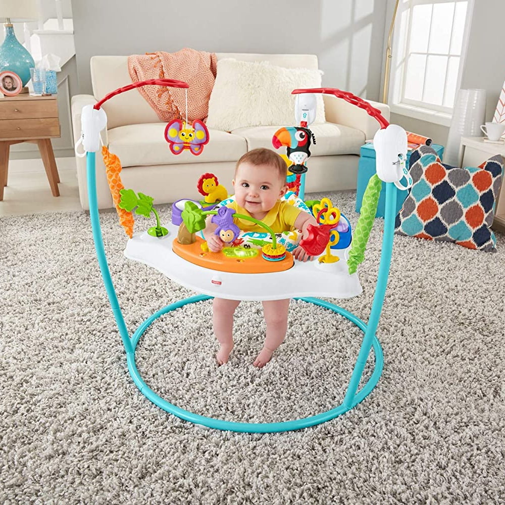 Fisher Price Colorful Light Up Comfy Animal Activity Baby Jumperoo