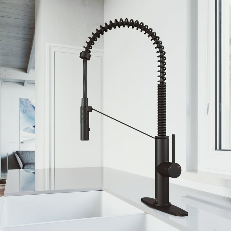 Livingston Single-Handle Pull-Down Sprayer Kitchen Faucet with Deck Plate in Matte Black Livingston Single-Handle Pull-Down Sprayer Kitchen Faucet with Deck Plate in Matte Black