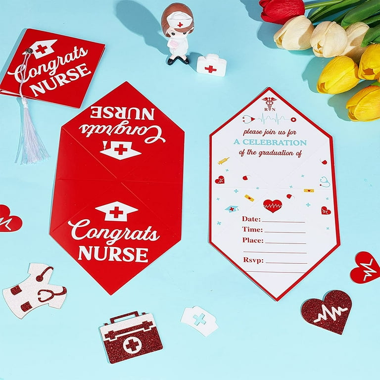 Nurse Graduation Invitation, Medical Nursing School Graduation Party Invitations  Cards with Envelopes, Cap Shaped Fill-In Nurse Announcement or Invites  25PCS - Walmart.com
