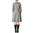 thumbnail image 3 of Vestido de mujer con cuello Peter Pan Inspire Chic, de 3/4 de manga, corte A, elegante, para usar en el trabajo, color gris, 3 of 5