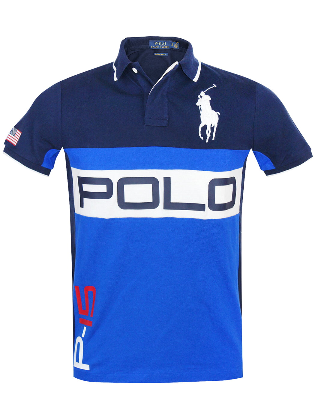 Polo Ralph Lauren Mens Custom Slim Fit Pony Logo P-15 Polo Shirt Navy ...