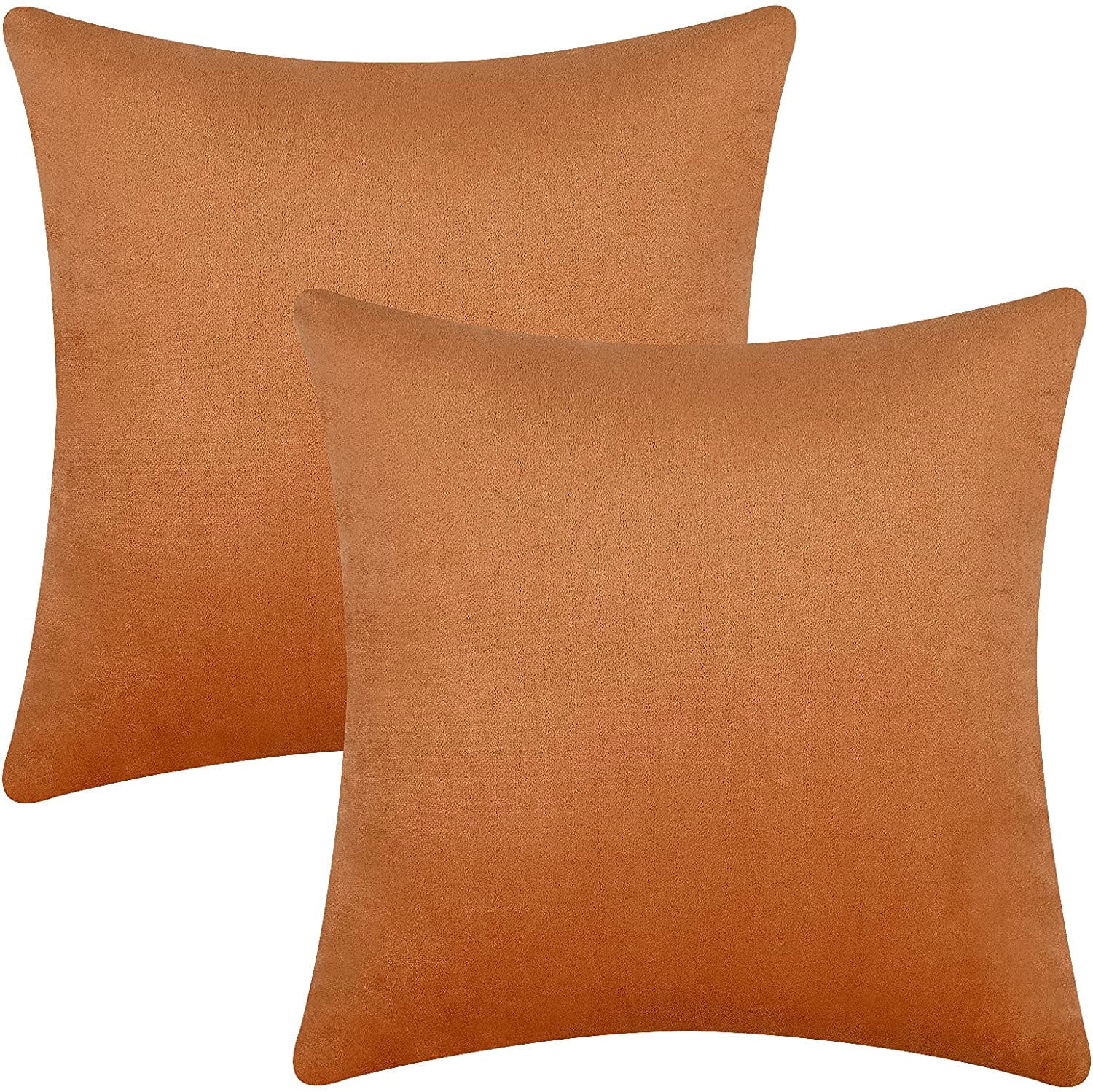 BLEUM CADE 2 Pack Orange Throw Pillow Covers，Solid Sofa Pillow Covers