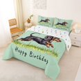 thumbnail image 2 of Homewish Dachshund Balloon Full Size Comforter Sets,Pet Lovers Bedding Comforter Set,Green,Happy Birthday Print Decor,Polkadot Reversible,3-Piece,1 Comforter and 2 Pillowcases, 2 of 7