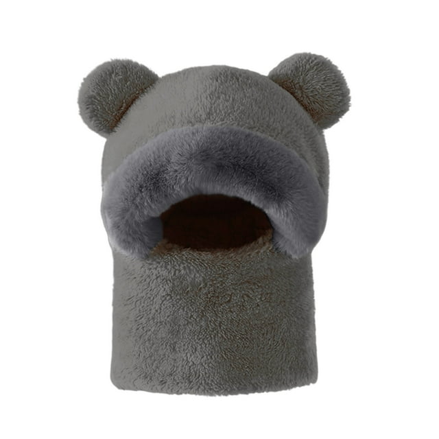 MIASHUI Adult Bear Ear Cartoon Pullover Hat Winter Neck Scarf Connected Thick Windproof Hat Ear Protection Scarf GY2
