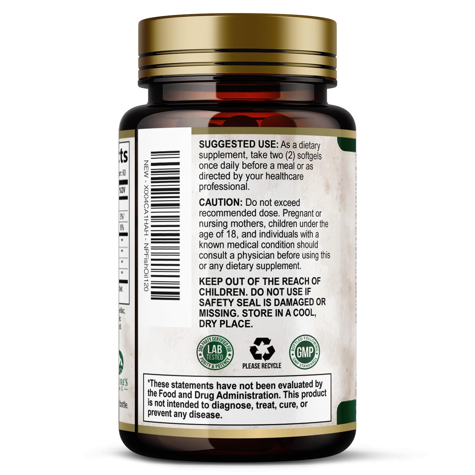 Omega 3 Fish Oil Pills 2400mg - Triple Strength Omega 3 Fish Oil Supplements - Best EPA & DHA Fatty Acids for Brain & Heart Health Support, Nature's Omega3 Supplement, 60 Day Supply - 120 Softgels