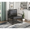 thumbnail image 6 of Xukmct Faux Leather Upholstery Accent Chair with Black Metal Frame, Modern Comfort Armchair for Living Room, Office, Bedrooom, Dark Gray, 6 of 7