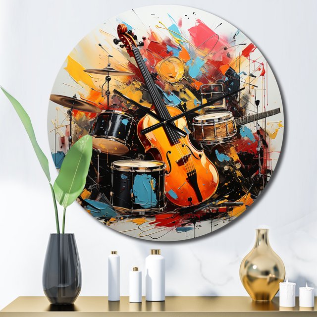 Designart "Music Vibrant flow Bold" Music Oversized Wall Clock