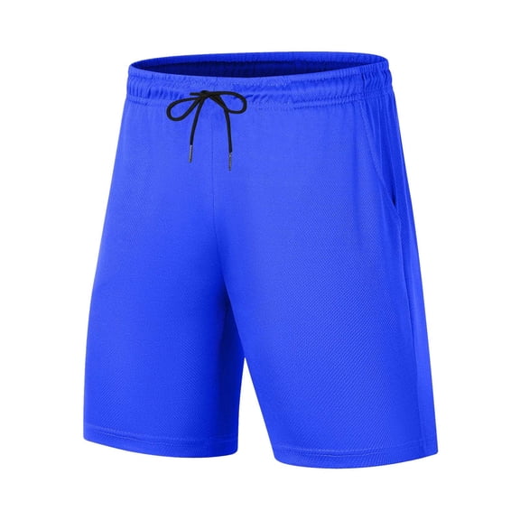 Dagegui Drawstring Athletic Shorts for Men Cool Breathable Mesh Workout Shorts Solid Color Elastic Waist Running Jogger Short Pant with Pockets Blue S