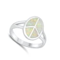 thumbnail image 4 of CHOOSE YOUR COLOR White Simulated Opal Peace Sign Ring .925 Sterling Silver Band CZ Female Size 10, 4 of 4