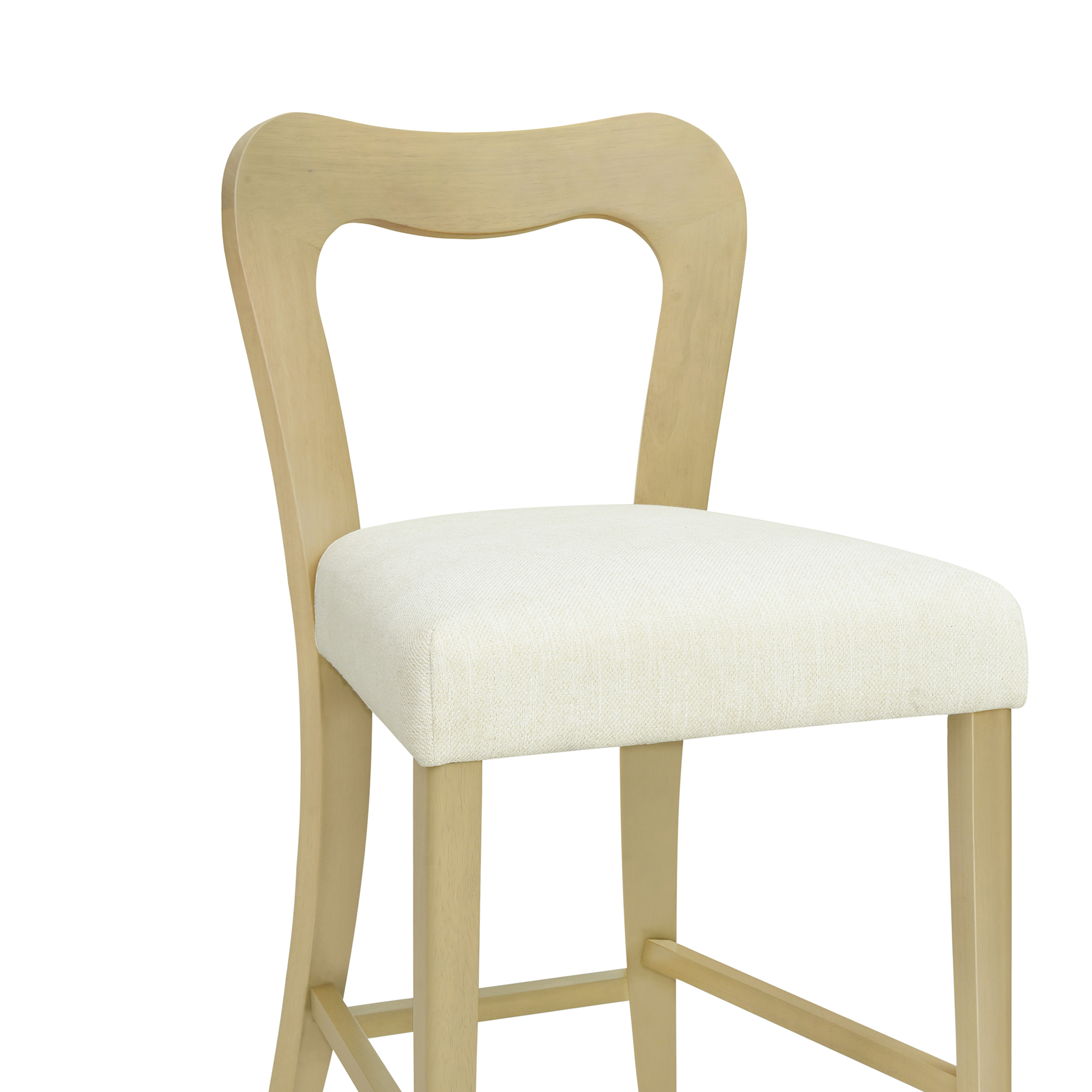 Euroco Counter Stools Set of 2, Upholstered Bar Stools Kitchen Island Chairs with Wooden Frame,Beige & Natural Ash