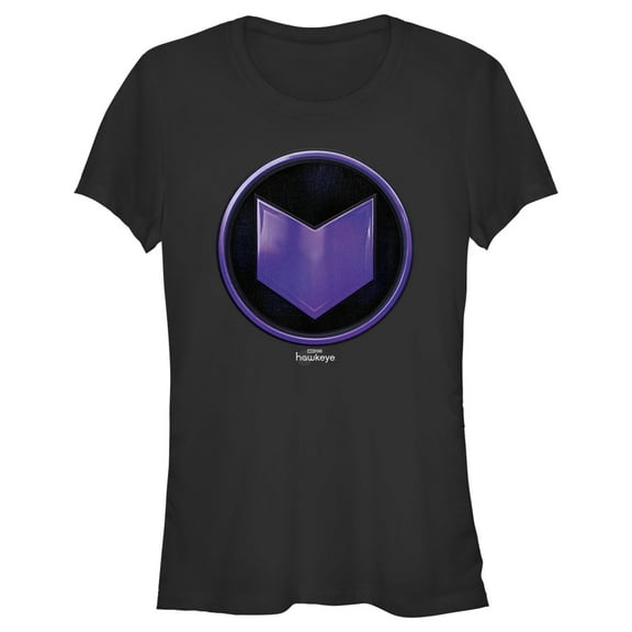 Junior's Marvel Hawkeye Purple Arrow Icon  Graphic Tee White Small