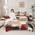 thumbnail image 4 of Manfei Brown Red Black Ombre Queen Comforter Set 3 Pieces, Abstract Oil Painting Bedding Sets, Watercolor Gradient Bedding Comforter Set, Super Cozy Room Decor, 4 of 8