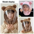 thumbnail image 5 of Winter Warm Thicken Ear Protection with Removable Mask Plush One-Piece Faux Fur Kids Hats Windproof Hat Cartoon Bear Warm Neck Ear Cap GRAY WITH MASK, 5 of 7