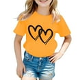 thumbnail image 2 of Girls' Tops Kids Cute Graphic Round Neck Short Sleeve Tee Girls Clothes Yellow 8-10 Years, 2 of 4