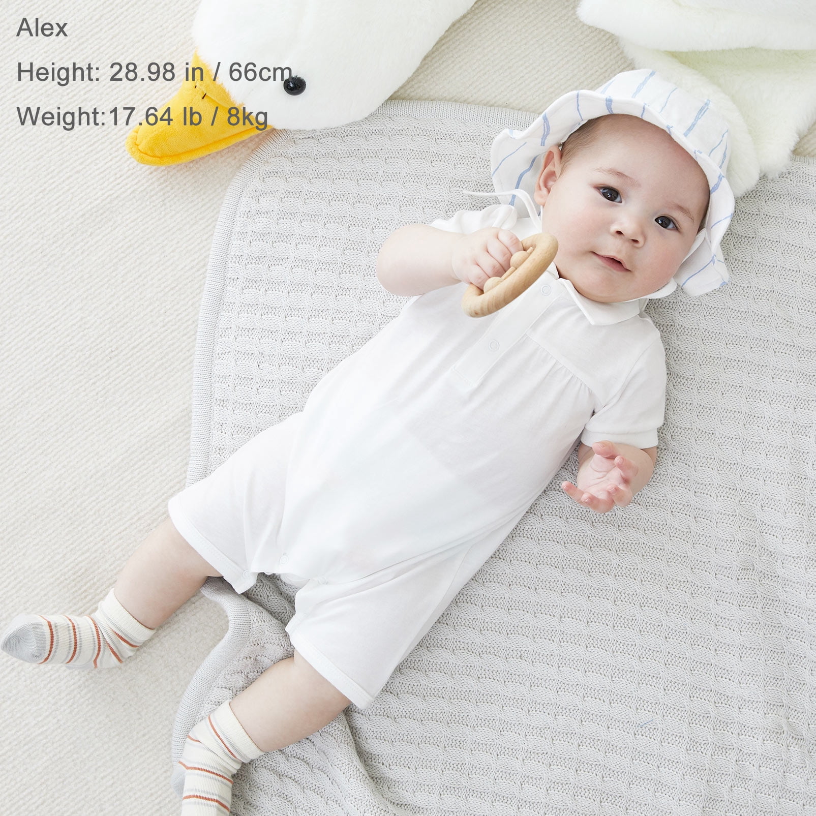 pureborn Baby Boy Baptism Outfit Infant Short Sleeve Collared Christening Romper Summer Cotton One-Piece 0-3 Months Off White