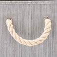 thumbnail image 3 of [Set of 3] Foldable Bamboo Fabric Storage Bin with Cotton Rope Handle, Collapsible Water Resistant Basket Box Organizer for Shelves, Closet, and More (Gray), 3 of 8