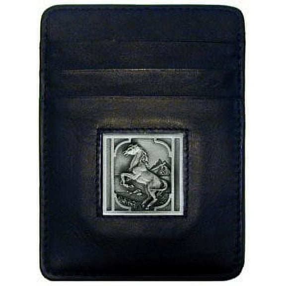 Rearing Horse Leather Money Clip Cardholder