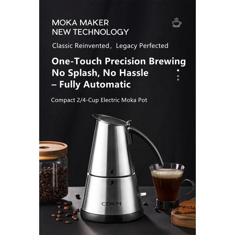 CDKM Electric Moka Pot 6-Cup, One-Touch Automatic Coffee Maker