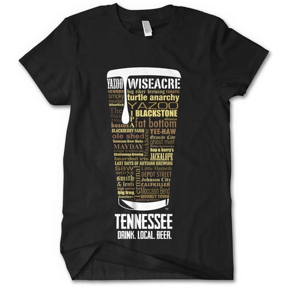Tennessee Beer Shirt - Black, Small | Typography Print Beer Lover Gift for Men