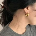 thumbnail image 5 of Chunky Gold Hoop Earrings for Women, 14K Gold Plated Hoop Earrings Lightweight Stainless Steel Hollow Open Hoops Hypoallergenic Earrings Fashion Jewelry for Women, 5 of 14