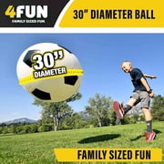 4FUN Giant Inflatable Durable Soccer Ball with Pump, 30 Inch, Black & White