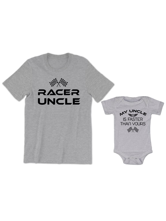 Racer Uncle Men's T-Shirt My Uncle is Faster Than Yours Baby Bodysuit Kids Youth Toddler Shirt