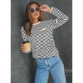 thumbnail image 3 of UZMOG Sweaters for Women, Striped Soft Knit Pullover Sweater Loose Fit Shirts with Chest Pocket, 3 of 7