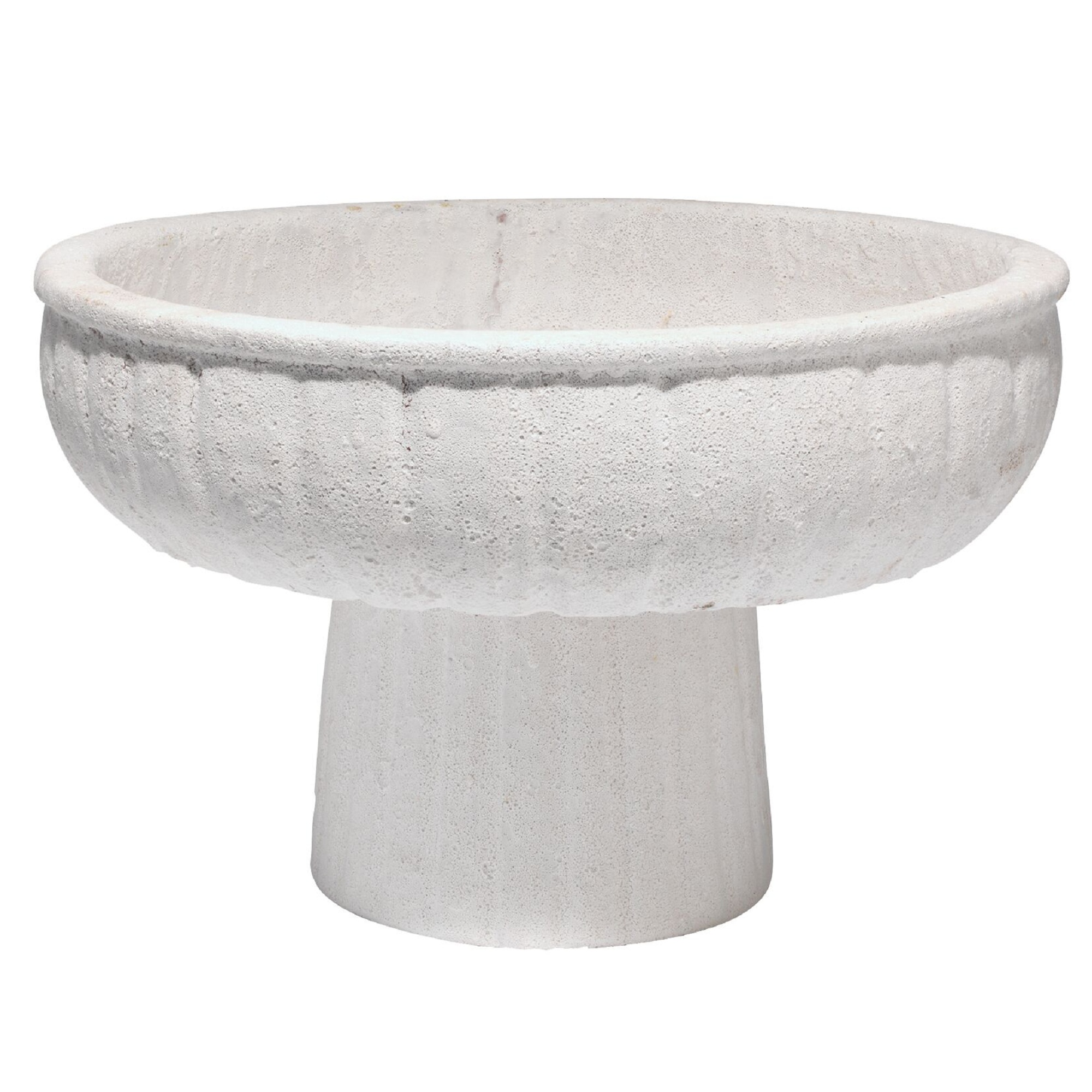 14.50" White Rough Matte Ceramic Aegean Large Pedestal Bowl Walmart