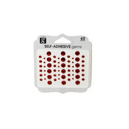Spiced Jewels - Studio G Red Adhesive Gems, 60 Count