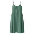 thumbnail image 5 of PRINxy Women's Spaghetti Strap U Neck Crinkled Cotton Linen Dress Adjustable Straps Loose Casual Short Dress for Summer Beach Vacation Green M, 5 of 7