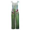 thumbnail image 4 of iFshaion Women's Fashion Overalls Gradient Floral Print Summer Adjustable Straps Baggy Overalls Sleeveless Backless Wide Leg Overalls For Women Green XS, 4 of 5