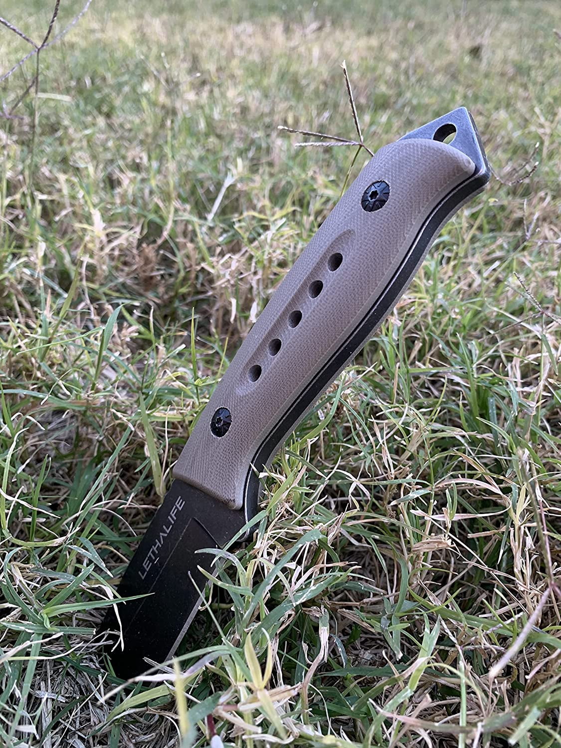 LETHALIFE Tactical Fixed Blade Hunting Knife - Full Tang, Coyote Brown