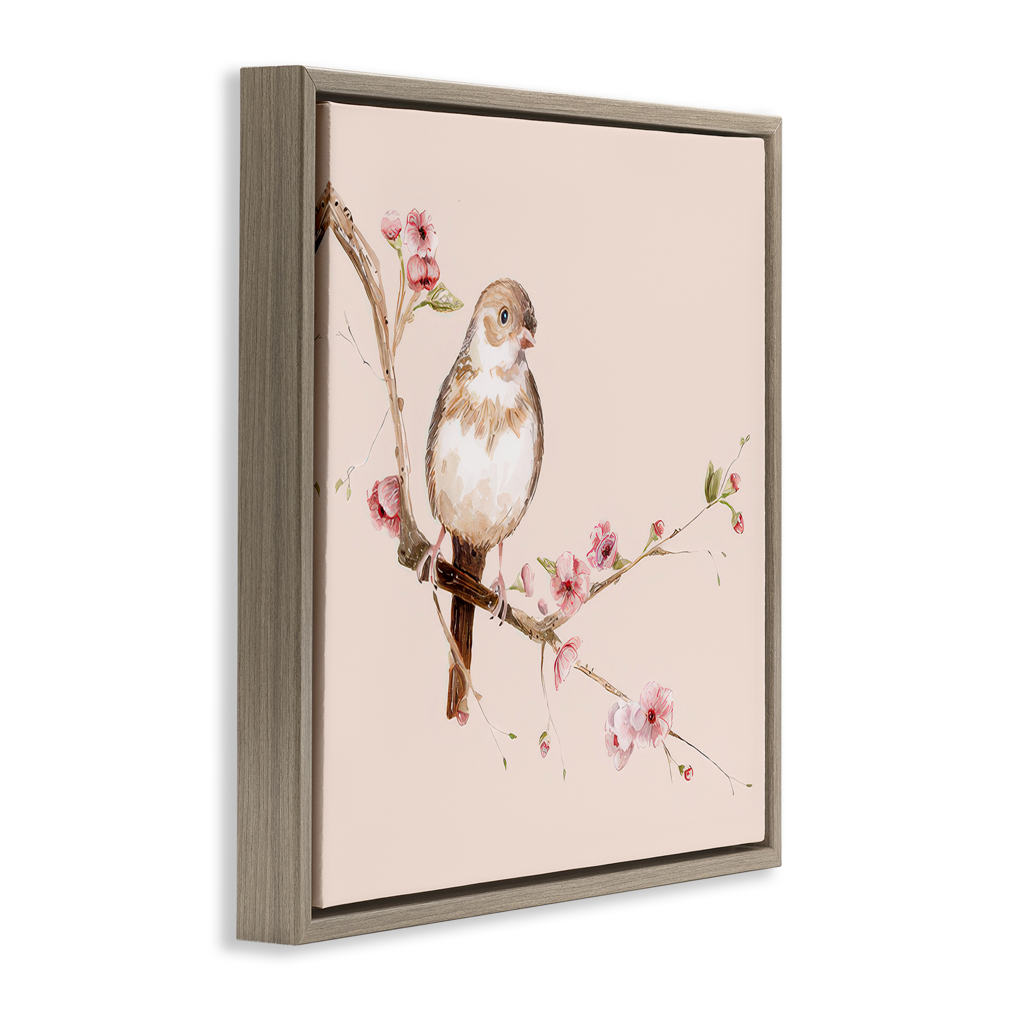 Sweetest Brown Bird Brown Framed Floater Canvas Wall Art, design by Lisa Wehmeyer